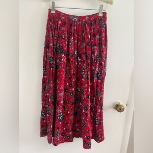 Vintage Floral Flowy Skirt with Pockets - Size 8